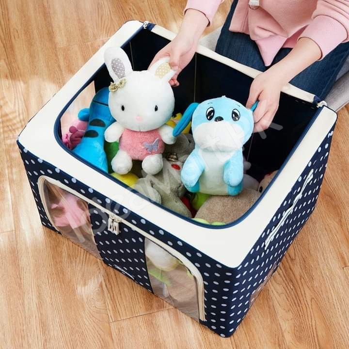 foldable-66-liter-clothes-and-blanket-storage-organizer-with-steel-frame-dual-zippers-product-image