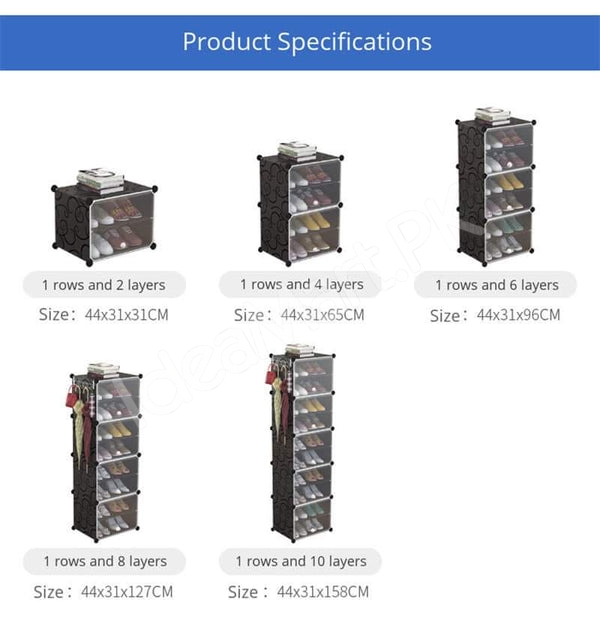 4-6-8-layer-cube-shoe-cabinet-with-clear-front-doors-diy-stackable-plastic-organizer-product-image