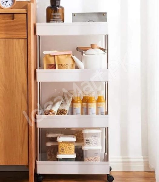 4-tier-slim-rolling-utility-cart-with-wheels-hanging-hooks-multi-purpose-plastic-storage-organizer-rack-product-image