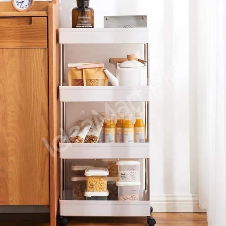 4-tier-slim-rolling-utility-cart-with-wheels-hanging-hooks-multi-purpose-plastic-storage-organizer-rack-product-image
