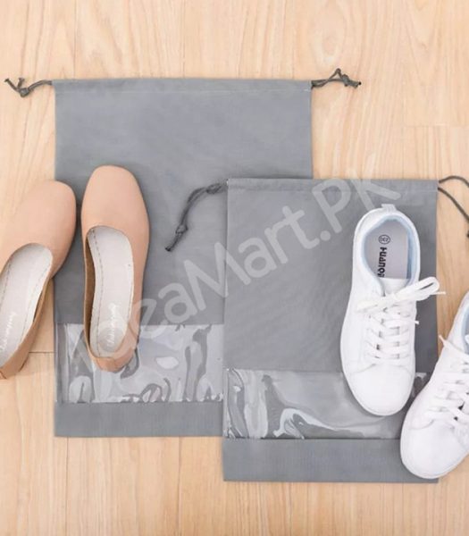pack-of-2-non-woven-fabric-drawstring-travel-shoe-storage-bag-with-clear-window-product-image