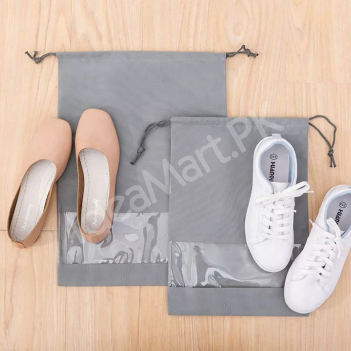 pack-of-2-non-woven-fabric-drawstring-travel-shoe-storage-bag-with-clear-window-product-image