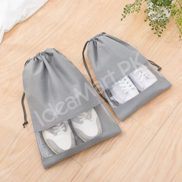 pack-of-2-non-woven-fabric-drawstring-travel-shoe-storage-bag-with-clear-window-product-image
