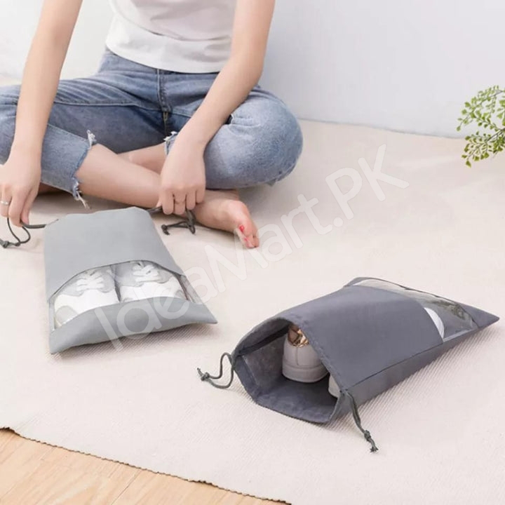 pack-of-2-non-woven-fabric-drawstring-travel-shoe-storage-bag-with-clear-window-product-image