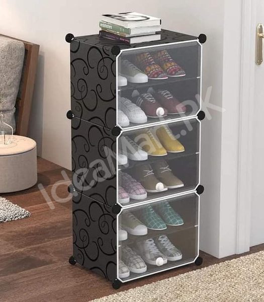 4-6-8-layer-cube-shoe-cabinet-with-clear-front-doors-diy-stackable-plastic-organizer-product-image