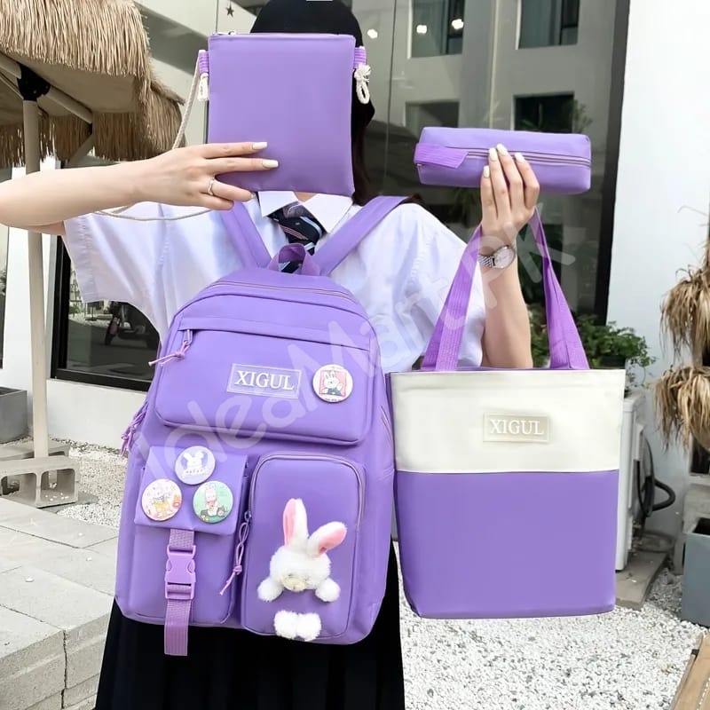 girls-4-in-1-nylon-bag-set-with-matching-tote-crossbody-pen-pouch-for-students-product-image