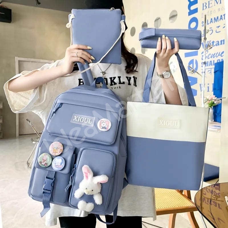 girls-4-in-1-nylon-bag-set-with-matching-tote-crossbody-pen-pouch-for-students-product-image