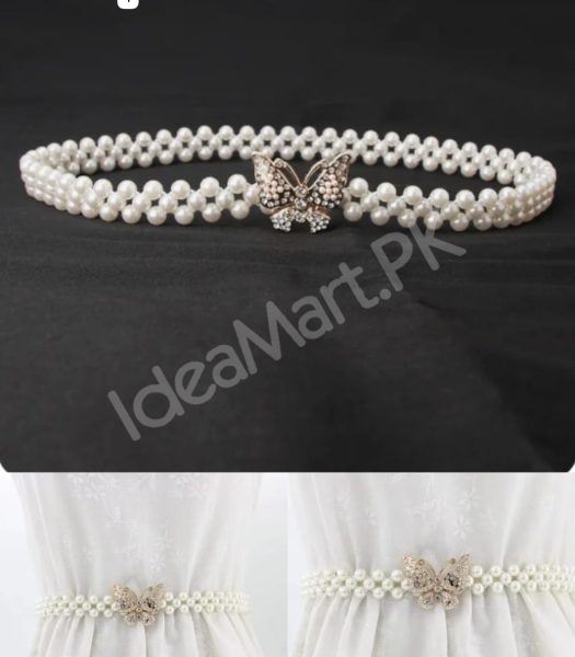 double-strand-pearl-waist-elastic-belt-with-rhinestone-butterfly-clasp-for-dresses-skirts-product-image