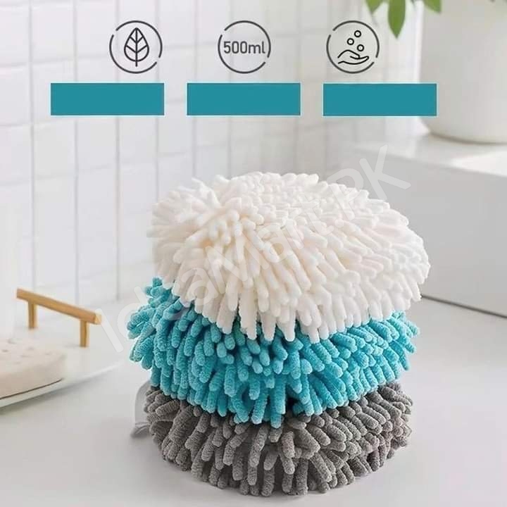 chenille-hand-towel-ball-hanging-microfiber-hand-dryer-for-kitchen-bathroom-product-image