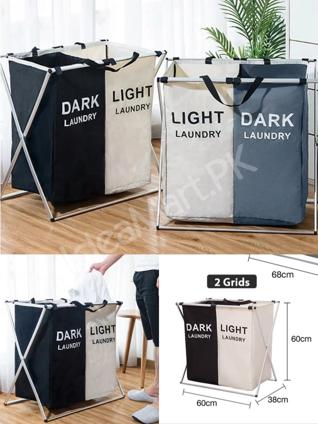2-3-grid-foldable-separated-laundry-organizer-with-aluminum-frame-for-bedroom-and-dorm-product-image