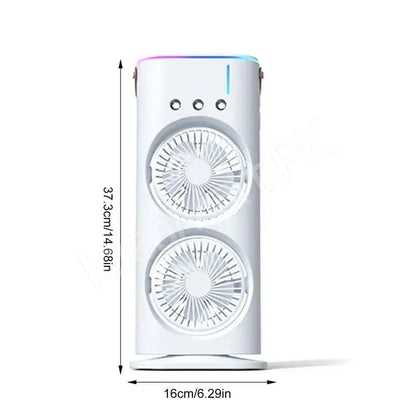 portable-dual-fan-air-cooler-humidifier-with-mist-3-speeds-led-light-usb-rechargeable-product-image