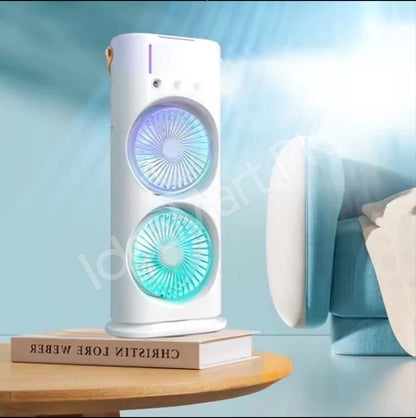 portable-dual-fan-air-cooler-humidifier-with-mist-3-speeds-led-light-usb-rechargeable-product-image