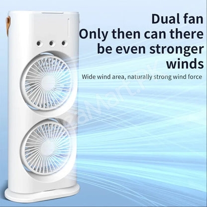 portable-dual-fan-air-cooler-humidifier-with-mist-3-speeds-led-light-usb-rechargeable-product-image