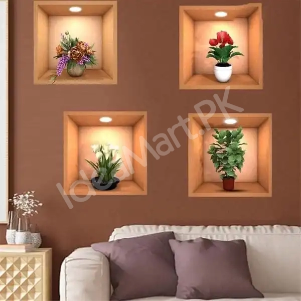 pcs-set-3d-plant-vase-wall-sticker-home-decoration-self-adhesive-bedroom-living-room-decor-30x45-cm-product-image
