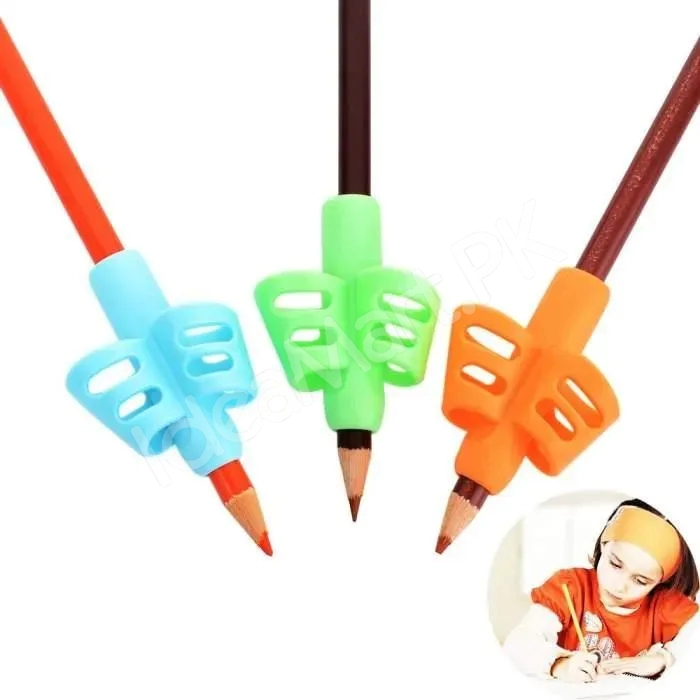 3pcs-set-children-pencil-holder-tools-silicone-two-finger-ergonomic-posture-correction-tools-pencil-grip-writing-aid-grip-product-image