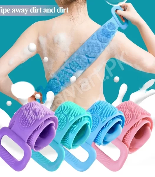 silicone-bath-body-brush-70cm-double-sided-soft-exfoliating-massage-scrubber-with-back-strap-for-shower-spa-home-use-product-image