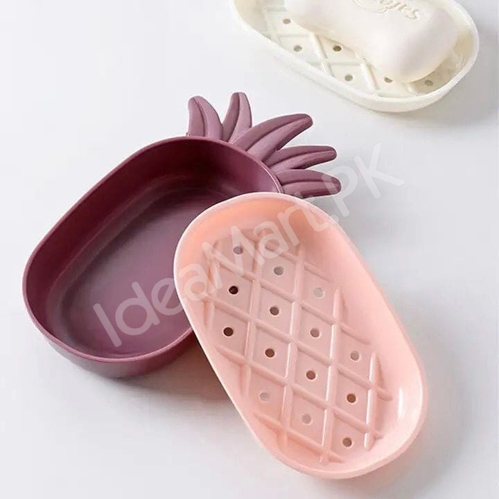 pineapple-shape-plastic-soap-dish-with-double-layer-drain-design-fruity-bathroom-soap-box-organizer-product-image