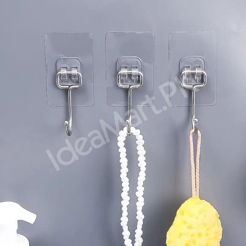 heavy-duty-rotatable-transparent-adhesive-wall-hook-with-metal-hanger-for-home-kitchen-bathroom-product-image