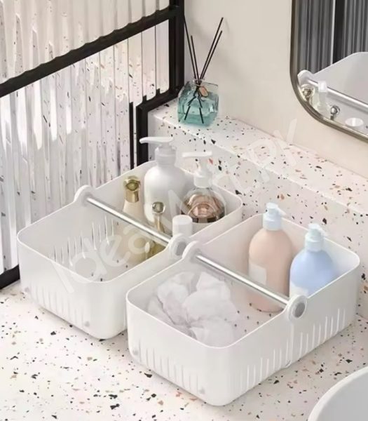 portable-folding-plastic-storage-basket-with-carry-handle-and-slotted-drain-base-for-shower-pantry-and-home-tidy-product-image