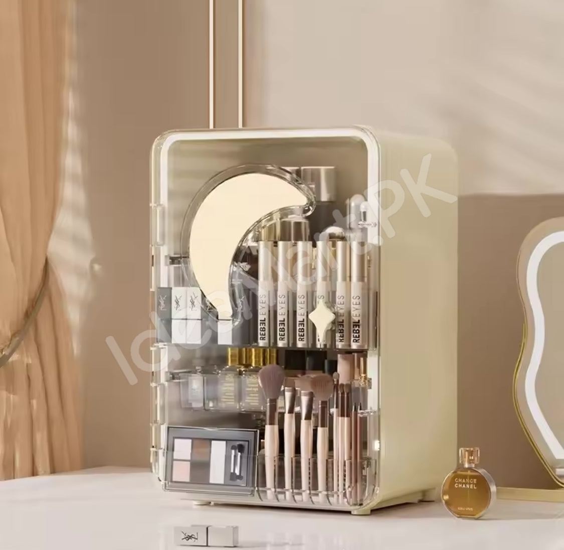 portable-cosmetic-storage-cabinet-with-3-drawers-multi-grid-storage-and-built-in-mirror-for-skincare-and-makeup-vanity-tidy-product-image
