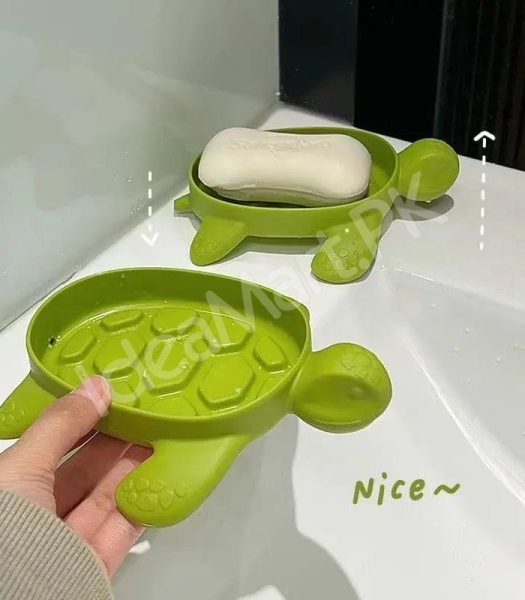 cute-green-slotted-turtle-soap-holder-dish-bathroom-countertop-shower-bar-drainer-product-image