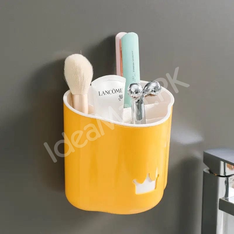 crown-design-bathroom-organizer-with-5-grids-wall-mounted-and-countertop-holder-removable-inner-cup-for-toiletries-product-image