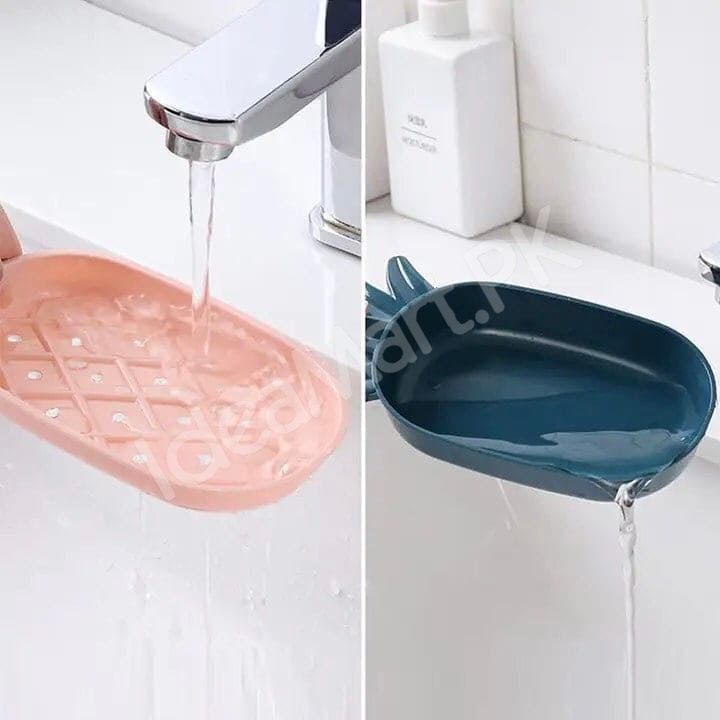 pineapple-shape-plastic-soap-dish-with-double-layer-drain-design-fruity-bathroom-soap-box-organizer-product-image