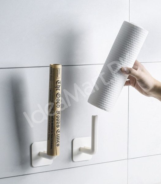 plastic-no-drill-adhesive-wall-mount-paper-towel-holder-and-toilet-roll-dispenser-for-kitchen-and-bathroom-product-image