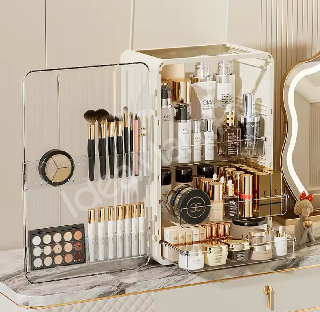 portable-cosmetic-storage-cabinet-with-3-drawers-multi-grid-storage-and-built-in-mirror-for-skincare-and-makeup-vanity-tidy-product-image