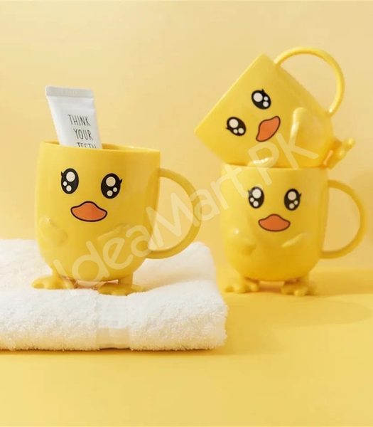 duck-mouthwash-cup-with-handle-bathroom-tumbler-and-toothbrush-holder-for-kids-home-and-travel-use-product-image
