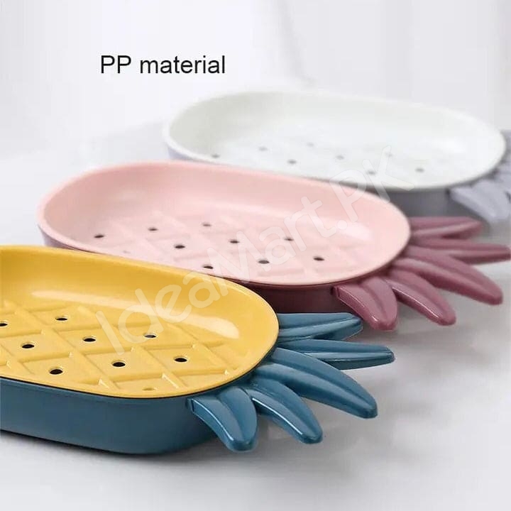 pineapple-shape-plastic-soap-dish-with-double-layer-drain-design-fruity-bathroom-soap-box-organizer-product-image