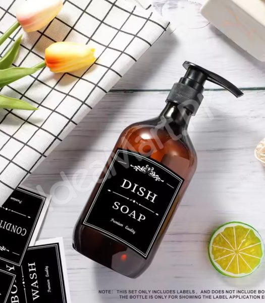 refillable-soap-dispenser-bottle-with-bamboo-tray-press-pump-for-bathroom-kitchen-dish-soap-product-image