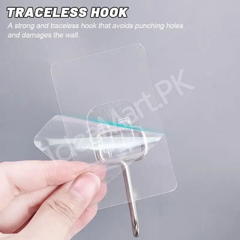 heavy-duty-rotatable-transparent-adhesive-wall-hook-with-metal-hanger-for-home-kitchen-bathroom-product-image