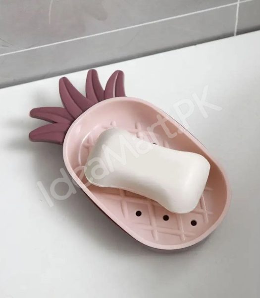 pineapple-shape-plastic-soap-dish-with-double-layer-drain-design-fruity-bathroom-soap-box-organizer-product-image