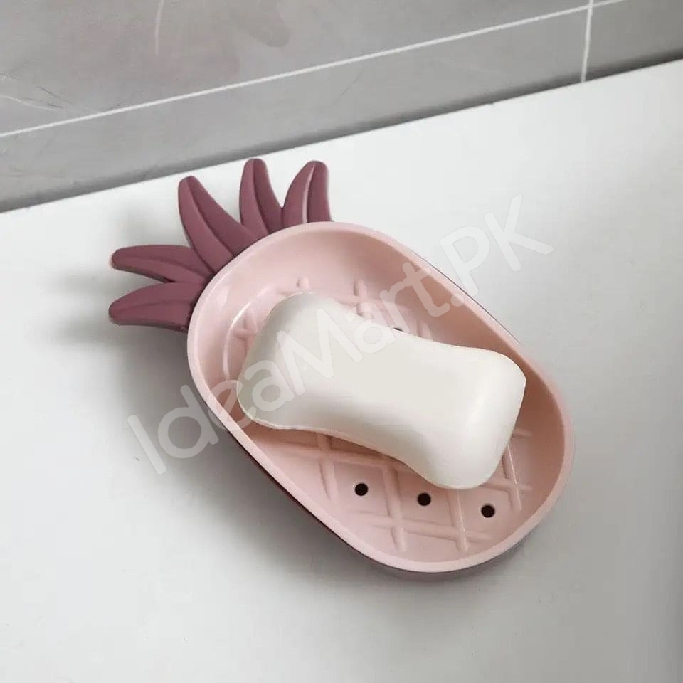 pineapple-shape-plastic-soap-dish-with-double-layer-drain-design-fruity-bathroom-soap-box-organizer-product-image