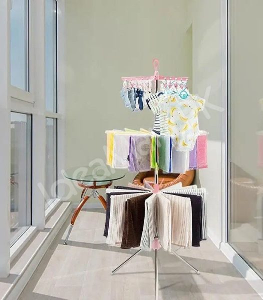 3-tier-horse-clothes-drying-rack-with-360-rotating-tripod-base-foldable-stainless-steel-laundry-airer-stand-for-indoor-outdoor-balcony-clothing-storage-product-image