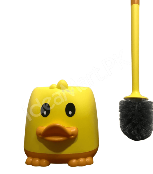 yellow-duck-design-toilet-brush-and-holder-set-for-bathroom-wall-mounted-or-freestanding-with-long-handle-product-image