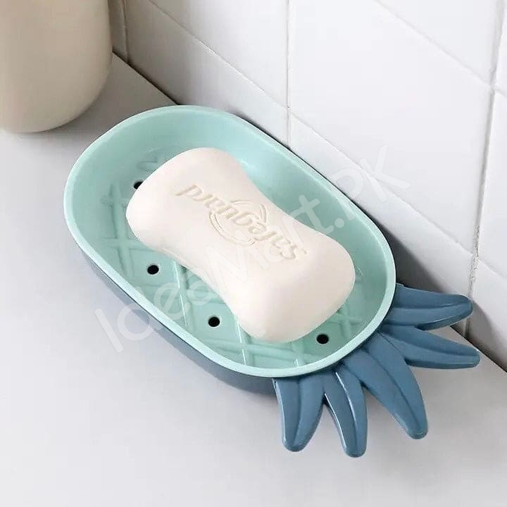 pineapple-shape-plastic-soap-dish-with-double-layer-drain-design-fruity-bathroom-soap-box-organizer-product-image