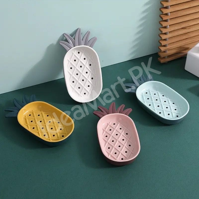 pineapple-shape-plastic-soap-dish-with-double-layer-drain-design-fruity-bathroom-soap-box-organizer-product-image
