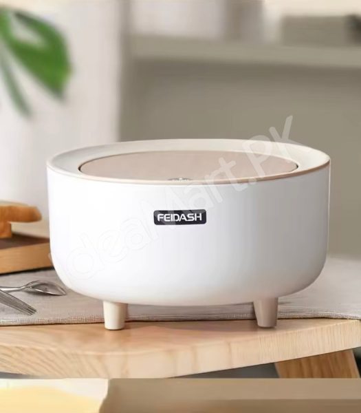nordic-press-round-desktop-trash-can-with-wooden-lid-compact-waste-bin-for-office-desk-vanity-countertop-bedside-use-product-image