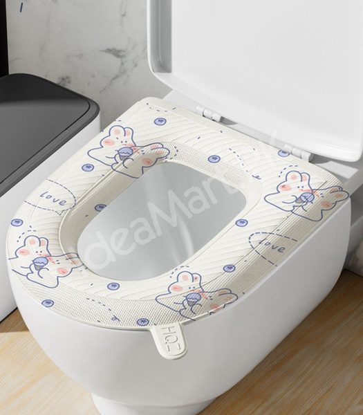 washable-and-waterproof-cartoon-bunny-pattern-toilet-seat-cover-with-cushioning-for-warmth-and-hygienic-bathroom-comfort-product-image