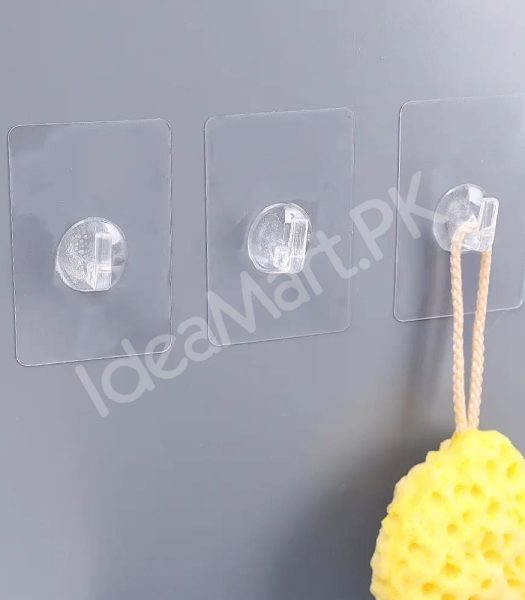 heavy-duty-rotatable-transparent-adhesive-wall-hook-with-metal-hanger-for-home-kitchen-bathroom-product-image