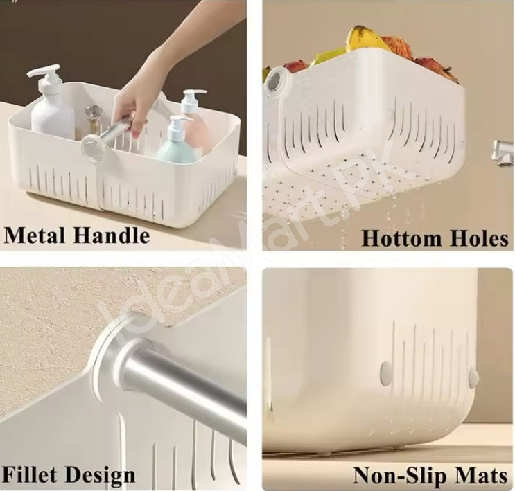 portable-folding-plastic-storage-basket-with-carry-handle-and-slotted-drain-base-for-shower-pantry-and-home-tidy-product-image