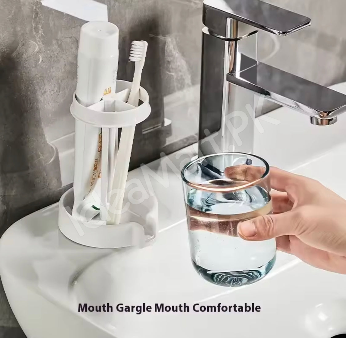 dustproof-toothbrush-holder-with-protective-cover-stand-alone-toothpaste-storage-rack-multi-slot-countertop-bathroom-vanity-organizer-product-image