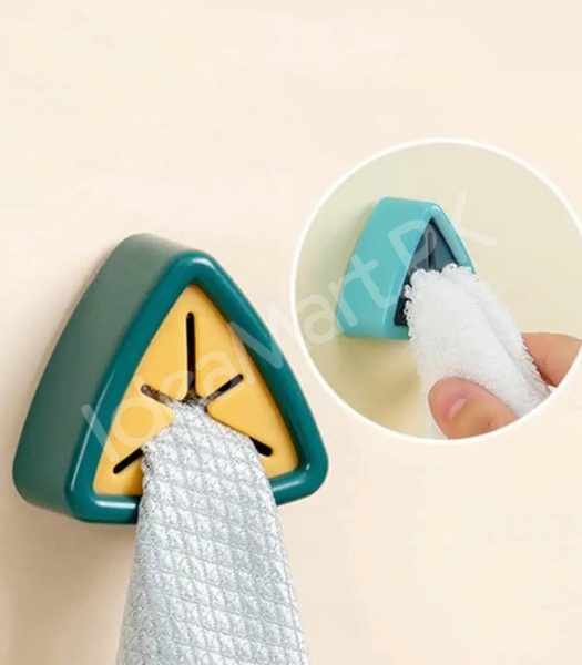 set-of-4-multi-color-triangle-adhesive-towel-clip-holder-wall-mounted-self-gripping-cloth-hook-for-kitchen-bathroom-storage-product-image