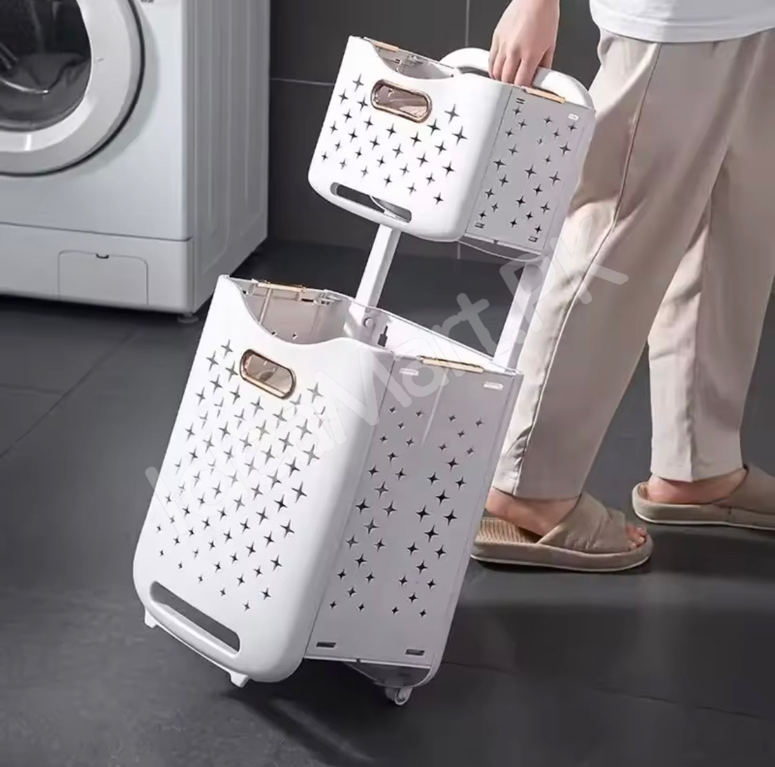 large-capacity-2-layers-durable-clothes-basket-children-clothes-toys-book-storage-organizer-foldable-laundry-basket-multifunctional-storage-dirty-clothes-basket-product-image