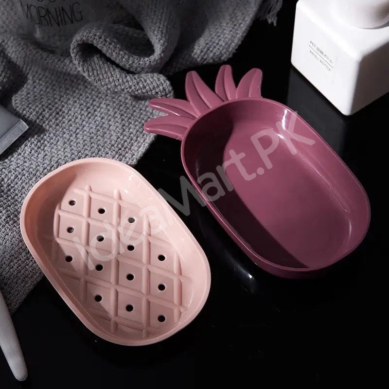 pineapple-shape-plastic-soap-dish-with-double-layer-drain-design-fruity-bathroom-soap-box-organizer-product-image