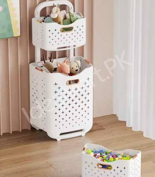 large-capacity-2-layers-durable-clothes-basket-children-clothes-toys-book-storage-organizer-foldable-laundry-basket-multifunctional-storage-dirty-clothes-basket-product-image