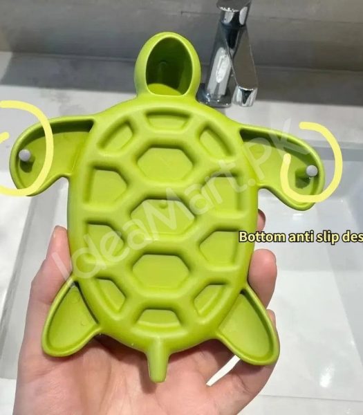 cute-green-slotted-turtle-soap-holder-dish-bathroom-countertop-shower-bar-drainer-product-image