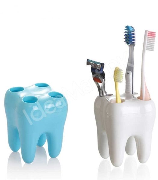 tooth-shaped-4-hole-plastic-toothbrush-holder-for-countertop-or-vanity-bathroom-storage-product-image